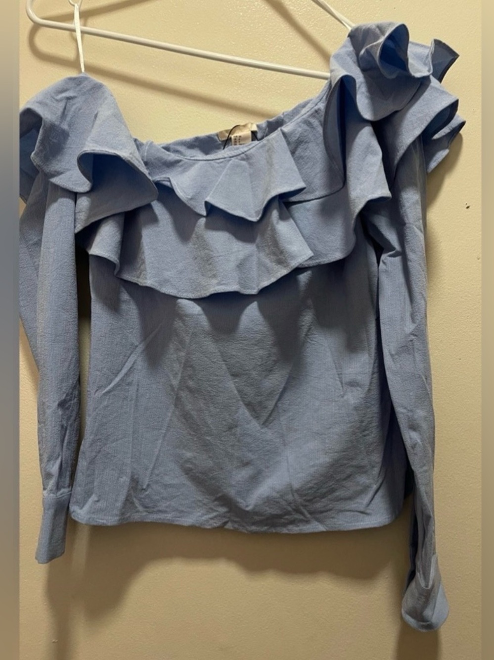H&M Light Blue Ruffle Off-Shoulder Blouse
